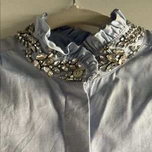 Jcrew Embellished Blue Sleeveless Top